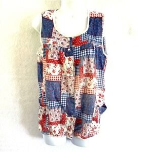 Vtg style Grandmacore  sleeveless patchwork cobble  smock Cottagecore apron M